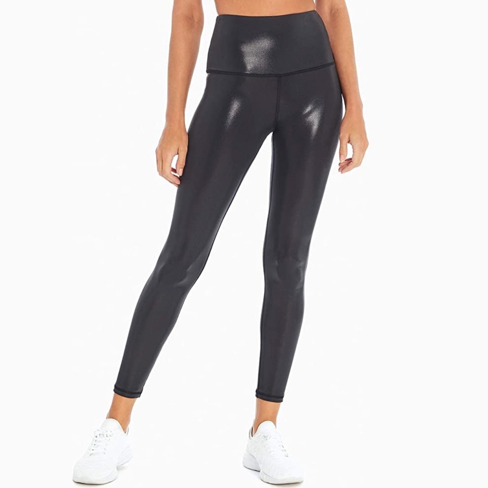 Wildfox Dylan Black Glossy Shine High Rise Leggings Size Small
